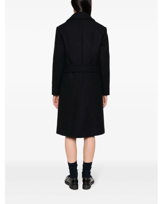 Prada Black Virgin Wool Double-Breasted Coat