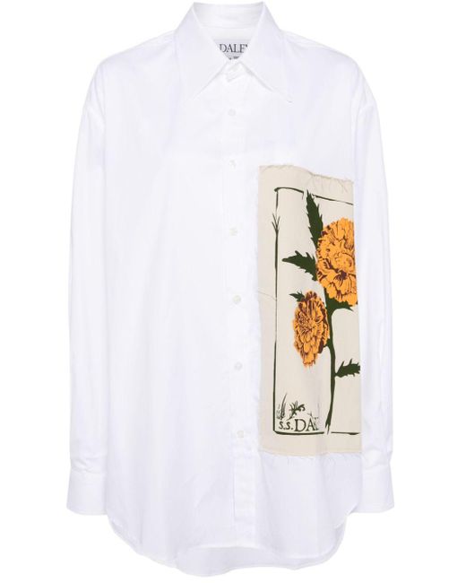 S.S.Daley White Appliqué-detail Cotton Shirt for men