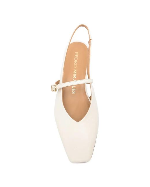 Pedro Miralles White Mules À Bout Carré