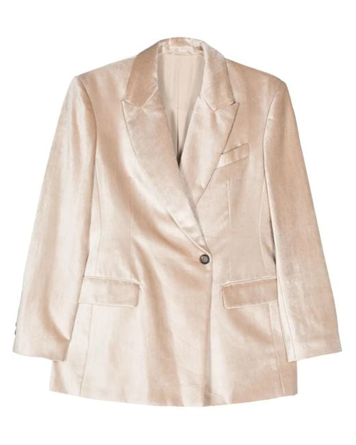 Blazer Con Dettaglio Monili di Brunello Cucinelli in Natural