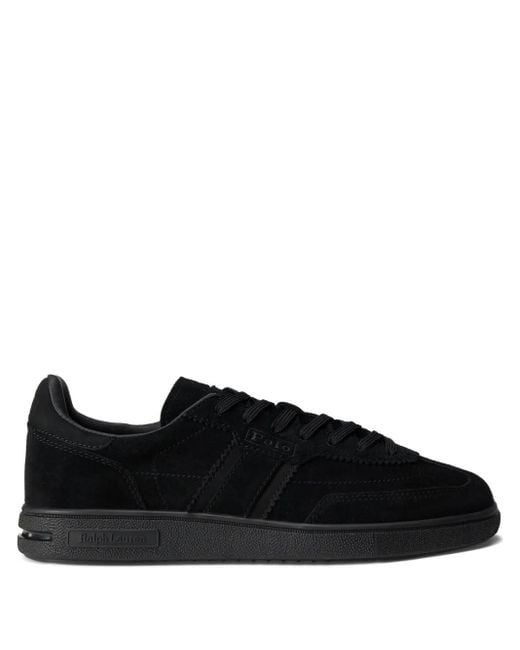 Polo Ralph Lauren Black Bedford Logo-Detail Suede Sneakers
