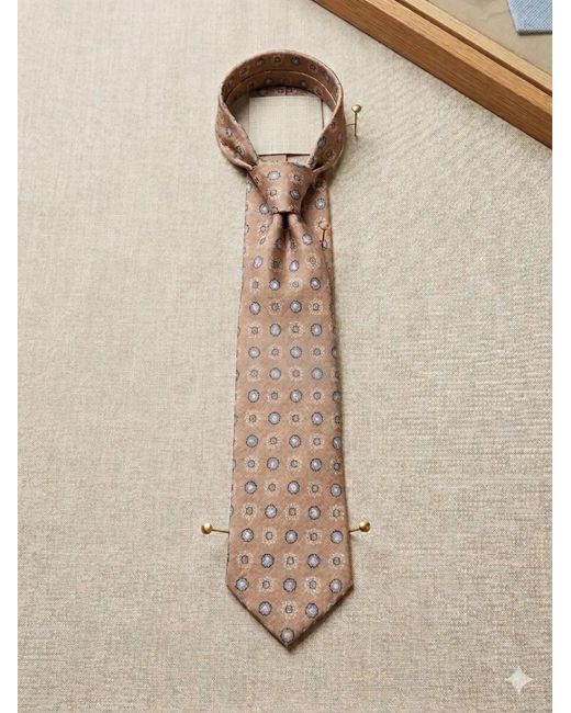 Tombolini White Geometric-Print Tie for men