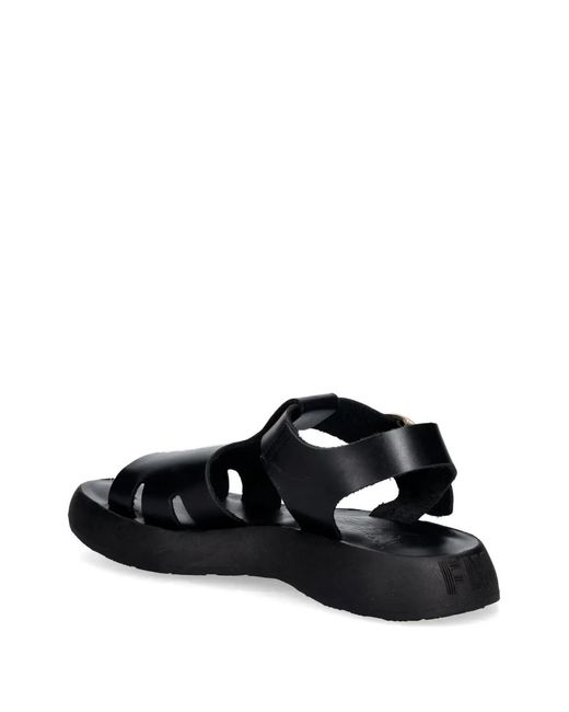Fly London Black Buckle-Fastening Leather Sandals