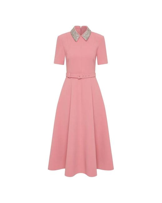 Rebecca Vallance Pink Xena Short-Sleeve Midi Dress