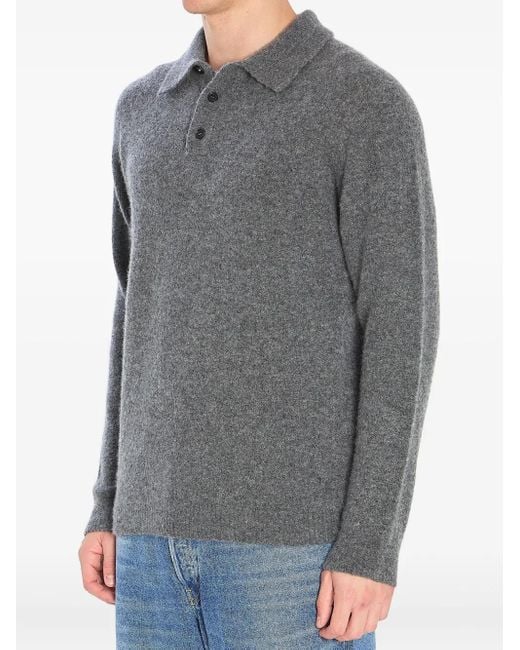 Roberto Collina Gray Cashmere Blend Polo Shirt for men