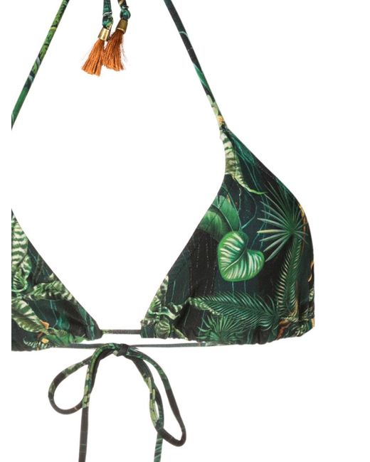 Lygia & Nanny Green Maya Leaf-print Triangle Bikini