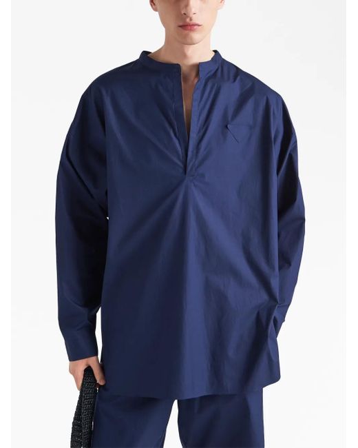 T-Shirt En Coton À Patch Logo Prada pour homme en coloris Blue