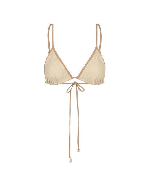 Johanna Ortiz White Trimmed Tie Bikini Top