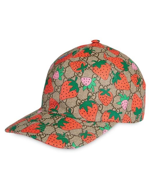 Gorra de béisbol con logo y motivo de fresa Gucci de hombre de color Multicolor