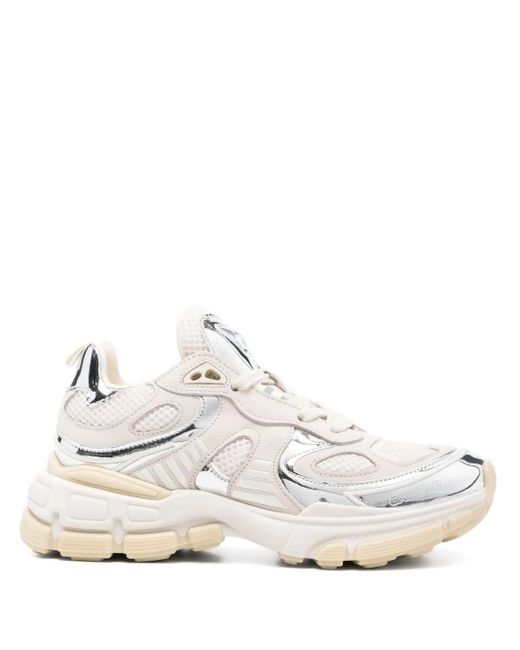 Axel Arigato White Metallic-Panel Leather Sneakers