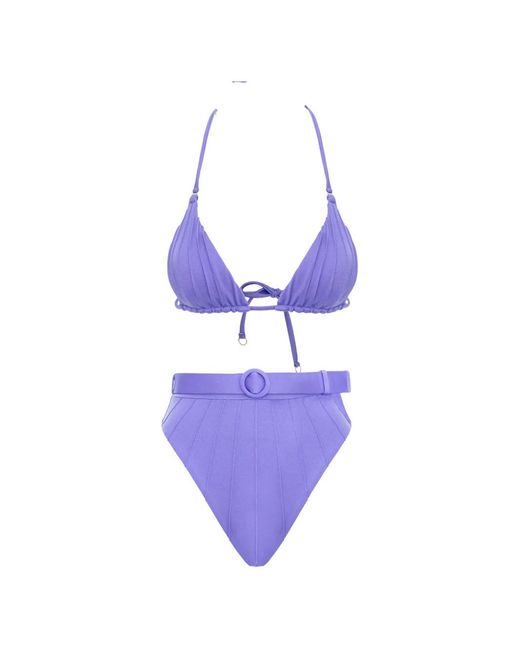 Noire Swimwear Purple Coquillage Ribbed Bikini
