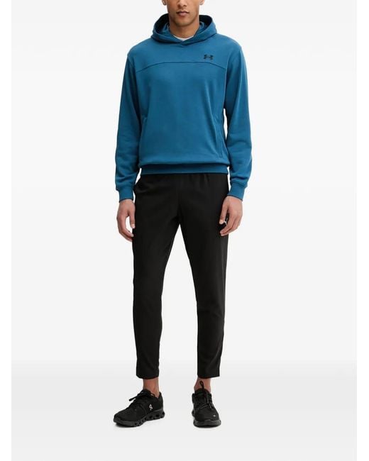 Under Armour Blue Rival Lightweight Logo-Patch Hoodie for men