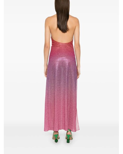 Oseree Pink Lurex Midi Dress