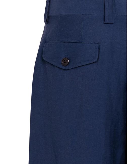 Laneus Blue Buttoned-Flap-Pocket Trousers for men