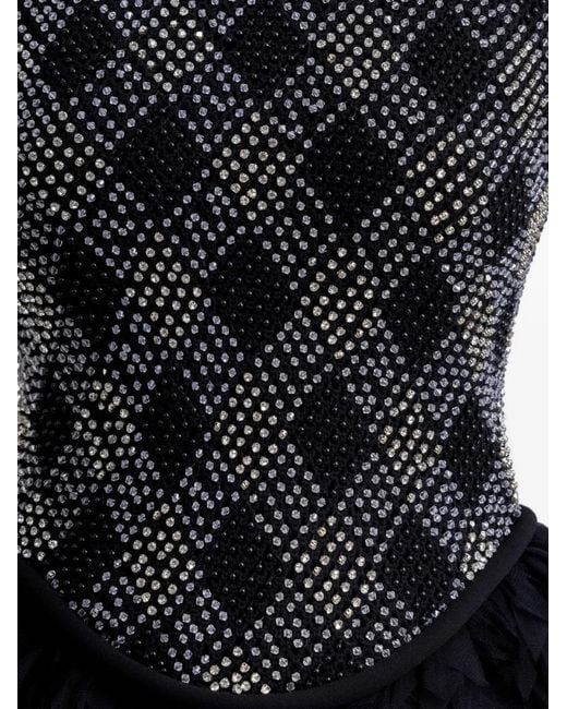 Gemy Maalouf Black Beaded High-Collar Dress