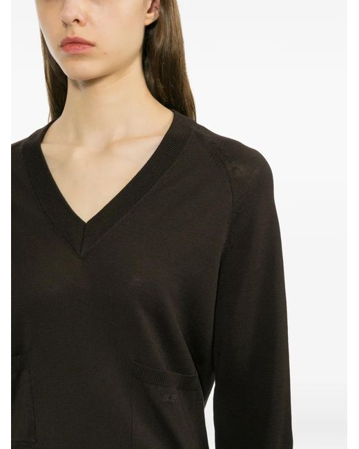 A.P.C. Black Cotton V-Neck Sweater