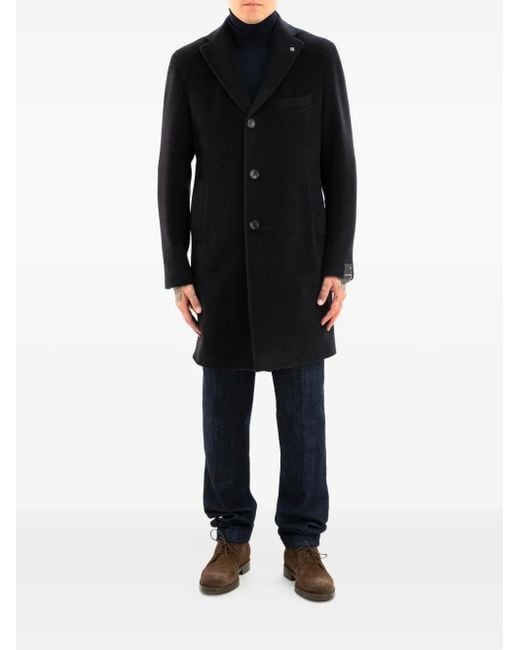 Tagliatore Black Wool Coat for men