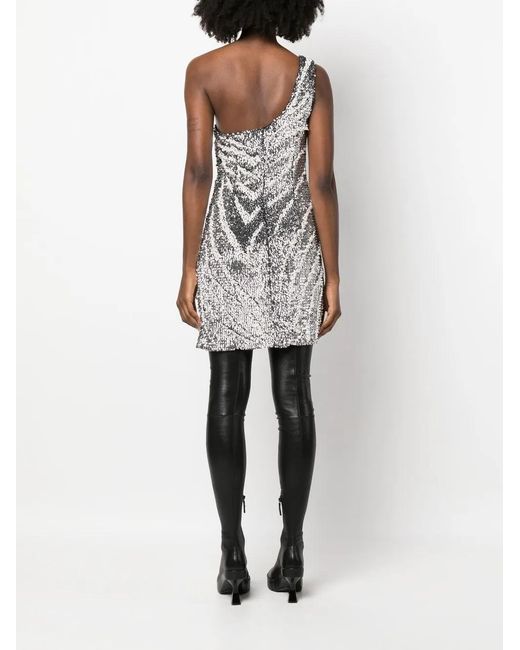 Givenchy Gray One-Shoulder Embellished Mini Dress