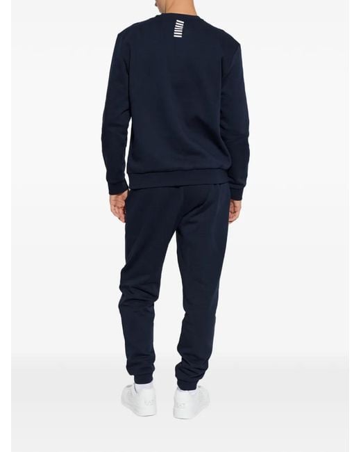 EA7 Blue Logo-Print Tracksuit for men
