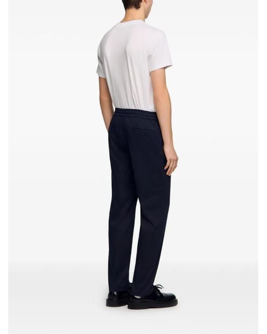 Sandro Blue Elasticated Straight-Leg Trousers for men