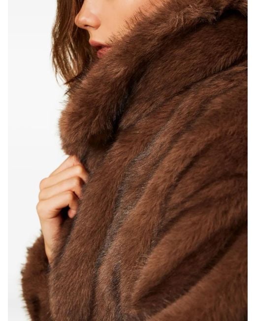 Twinset Brown Oversize-Collar Faux-Fur Jacket