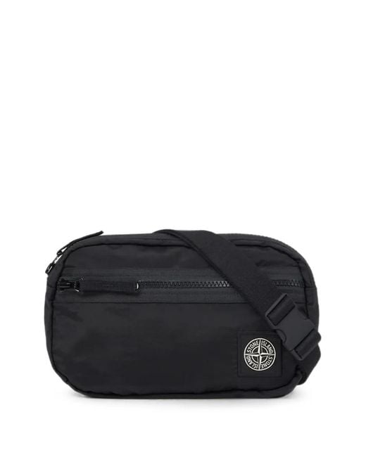 Stone Island Black Logo-Patc Belt Bag for men