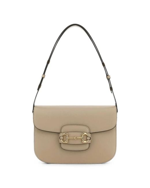 Gucci White Medium Horsebit 1955 Leather Shoulder Bag