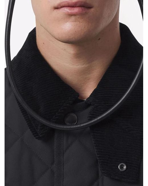 Burberry Black Corduroy-collar Quilted Jacket for men
