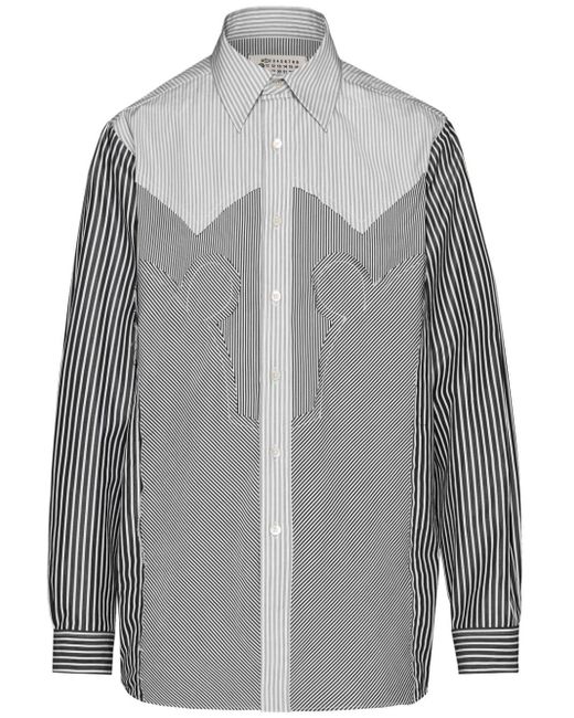 Maison Margiela Gestreiftes Yoke Hemd in Gray für Herren