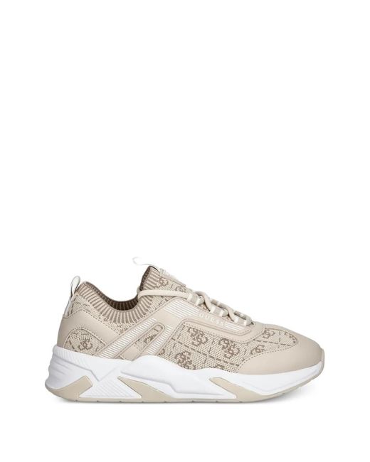 Guess White Genga Logo Pattern Sneakers