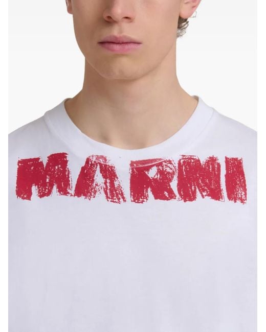 Marni White Logo T-Shirt for men
