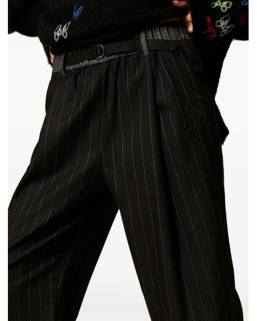 Twinset Black Pinstripe Cuff-Strap Trousers