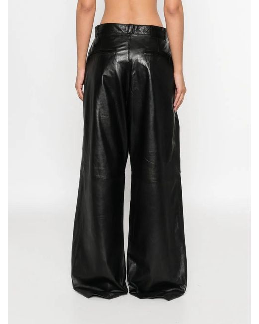 R13 Black Pleated Leather Trousers
