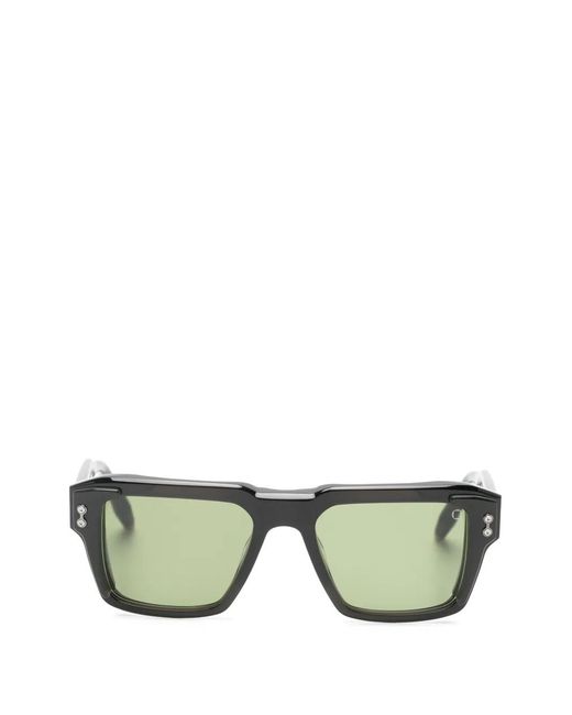 Akoni Green Hercules Rectangle-Frame Sunglasses