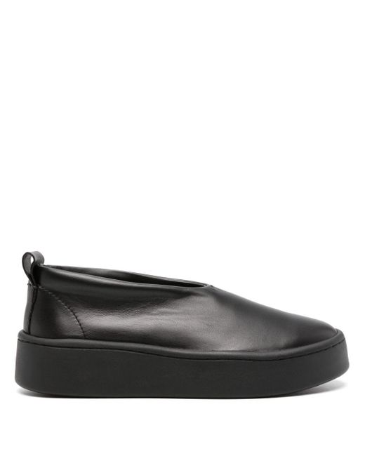 Jil Sander Black Round-toe Leather Loafers