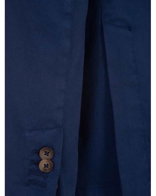 RUSSO CAPRI Blue Oxford Cotton Blazer for men