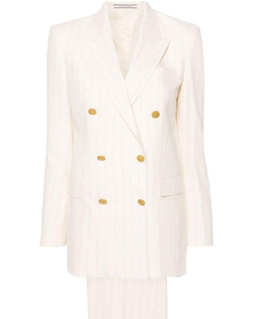 Tagliatore Natural Pinstriped Double-breasted Suit