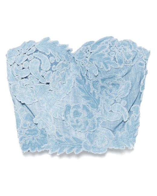 Ermanno Scervino Blue Denim Bustier Top