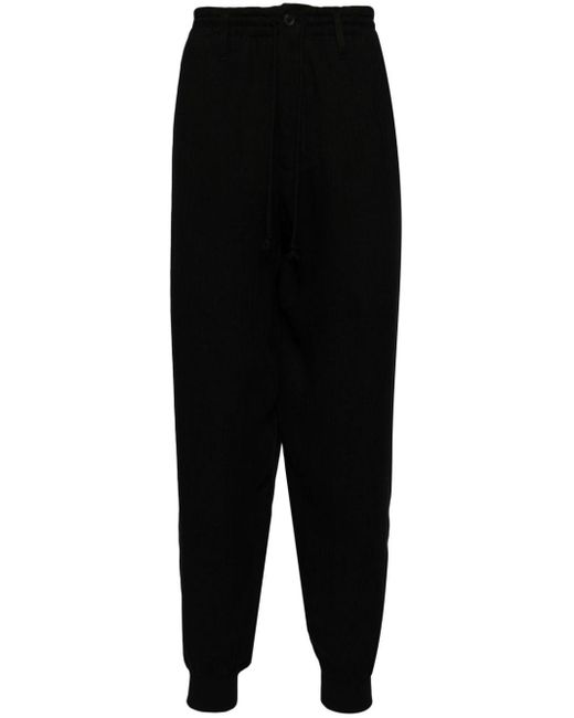 Yohji Yamamoto Black Drop-crotch Track Pants for men