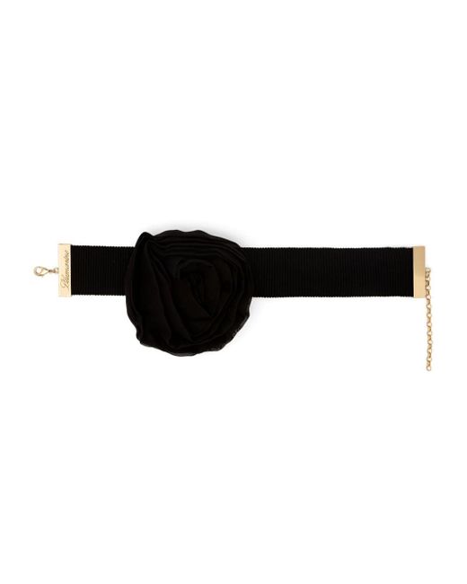 Blumarine Black Floral-appliqué Choker Necklace
