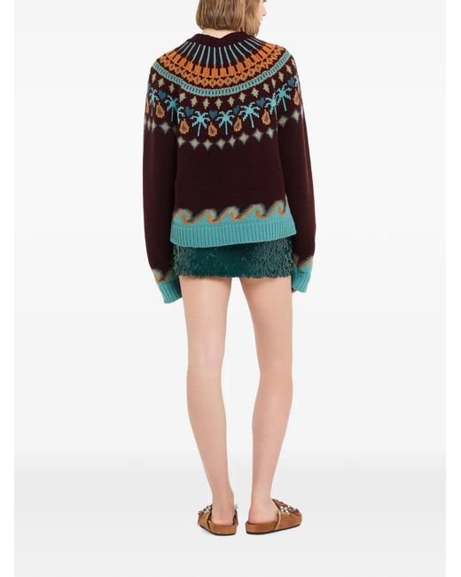 Alanui Red Sweet Winter Raglan-Sleeve Sweater