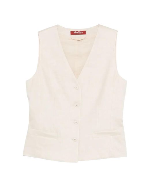 Max Mara White Buttoned Waistcoat