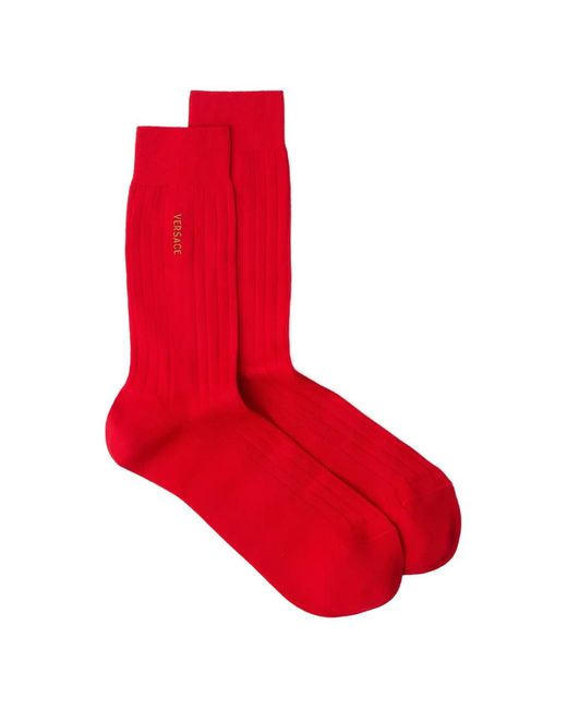 Versace Embroidered Cotton Ribbed Socks for men