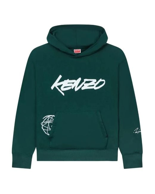KENZO Green X Futura 2000 Atom-Flower Print Hoodie for men