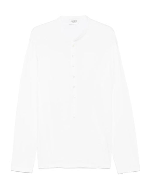 Laneus White Button-Up T-Shirt for men