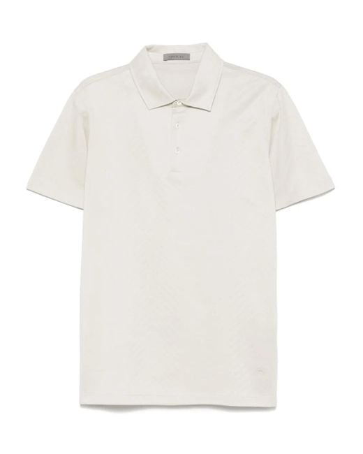 Corneliani White Jersey Polo Shirt for men