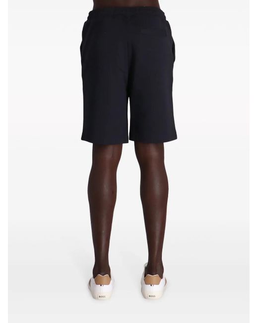 Boss Blue Rubberised-Logo Track Shorts for men
