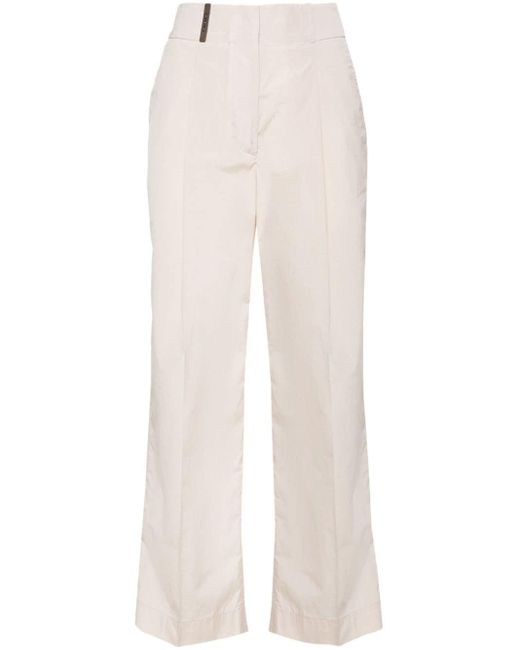 Peserico White Pleat-detail Cropped Trousers