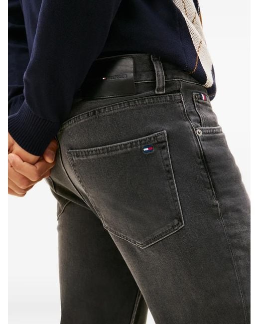 Tommy Hilfiger Gray Logo-Patch Slim-Fit Jeans for men