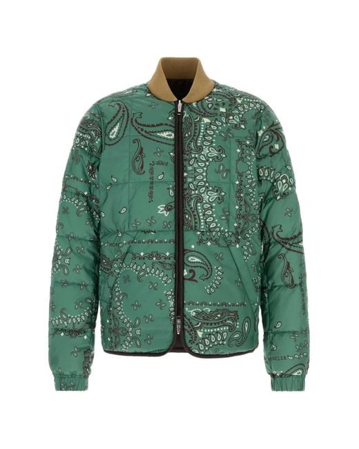 Moncler Green Chalvron Paisley-Print Reversible Jacket for men